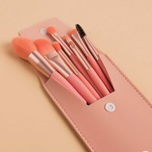 NWT No Label Blush Pink 8pc Makeup Brush Set